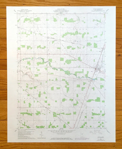 Antique Attica, Ohio 1960 US Geological Survey Topographic Map – Seneca County, Scipio, Reed, Bloom, Venice, Siam, Caroline, St Stephens, OH
