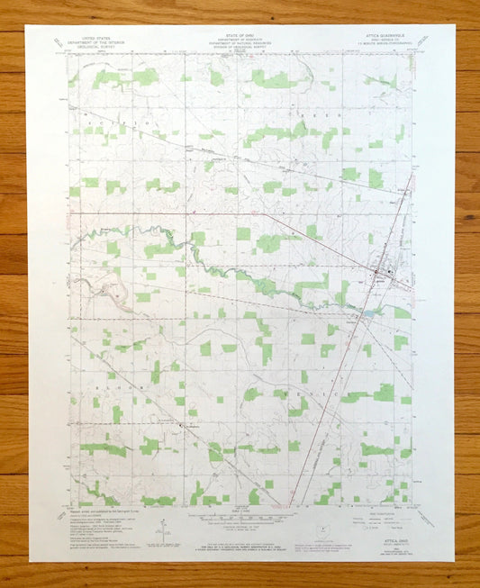 Antique Attica, Ohio 1960 US Geological Survey Topographic Map – Seneca County, Scipio, Reed, Bloom, Venice, Siam, Caroline, St Stephens, OH