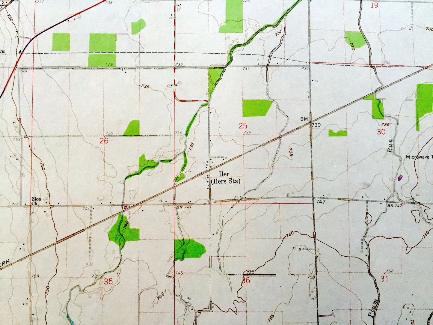 Antique Bascom, Ohio 1960 US Geological Survey Topographic Map — Seneca County, Jackson, Liberty, Loudon, Hopewell, Kansas, Amsden, Iler, OH