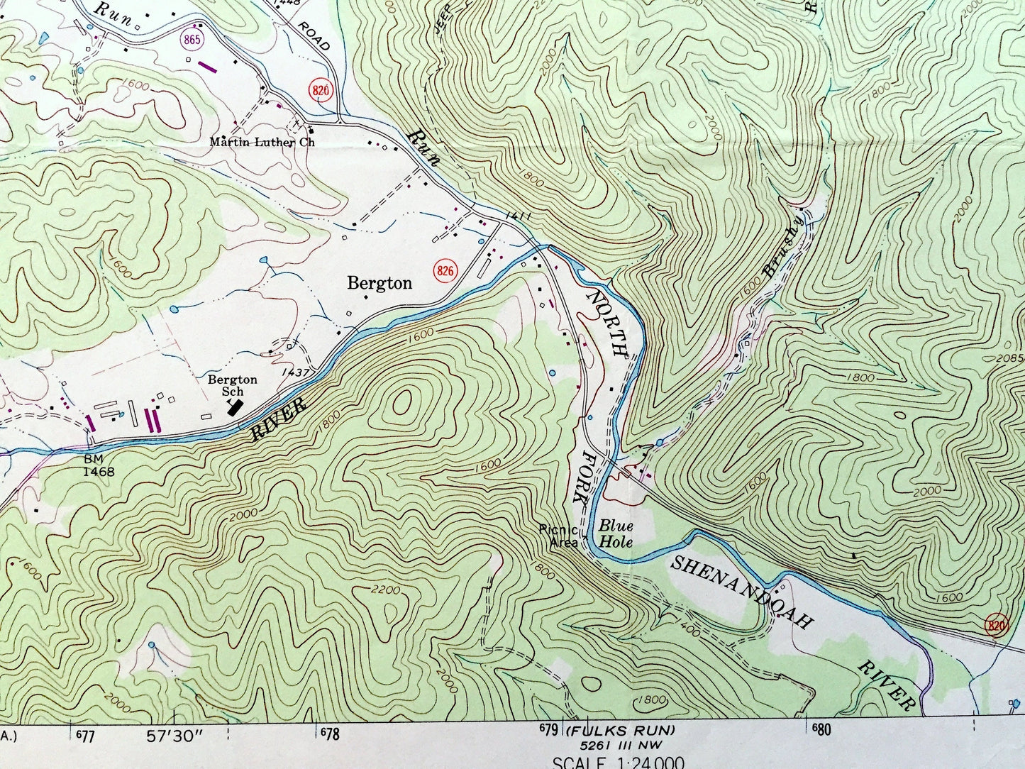 Antique Bergton, Virginia 1967 US Geological Survey Topographic Map – Rockingham County, VA, Hardy County, South Fork, Lost River, WV