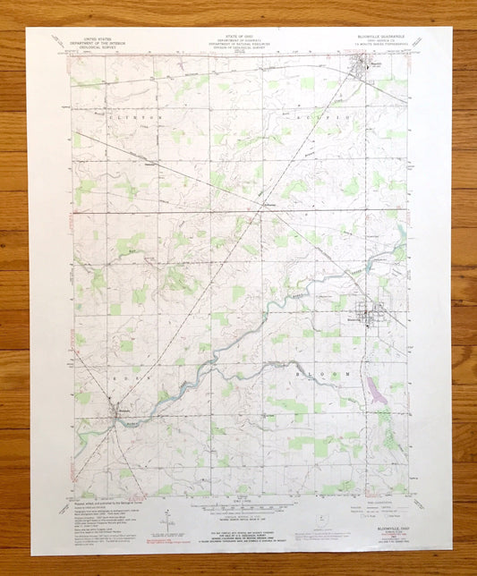 Antique Bloomville, Ohio 1960 US Geological Survey Topographic Map — Seneca County, Republic, Clinton, Scipio, Eden, Bloom, Swander, OH