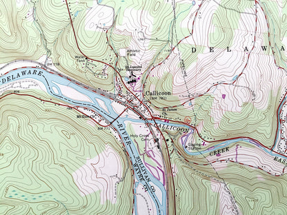 Antique Callicoon, New York 1992 US Geological Survey Topographic Map – Delaware, Sullivan County, Fremont, NY, Wayne County, Manchester, PA