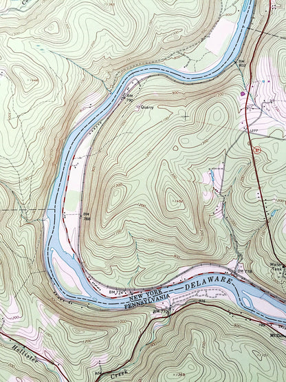 Antique Callicoon, New York 1992 US Geological Survey Topographic Map – Delaware, Sullivan County, Fremont, NY, Wayne County, Manchester, PA