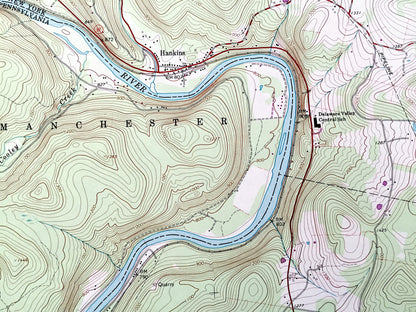 Antique Callicoon, New York 1992 US Geological Survey Topographic Map – Delaware, Sullivan County, Fremont, NY, Wayne County, Manchester, PA