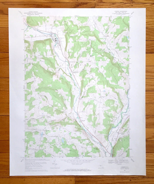 Antique Candor, New York 1969 US Geological Survey Topographic Map — Tioga County, Owego, Gridleyville, Fairfield, Hubbardtown, Catatonk, NY