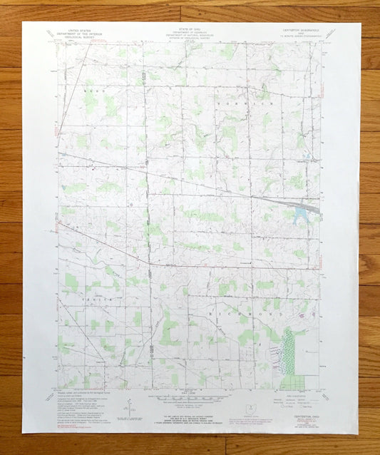 Antique Centerton, Ohio 1960 US Geological Survey Topographic Map — Huron, Seneca County, Reed, Norwich, Venice, Richmond, Omar, OH