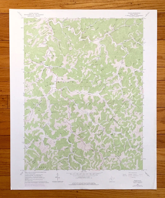 Antique Chloe, West Virginia 1966 US Geological Survey Topographic Map — Calhoun, Braxton, Clay, Roane County, Washington, Birch, Geary, WV
