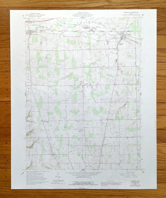 Antique Creston, Ohio 1961 US Geological Survey Topographic Map — Medina, Wayne County, Harrisville, Westfield, Congress, Canaan, Wayne, OH