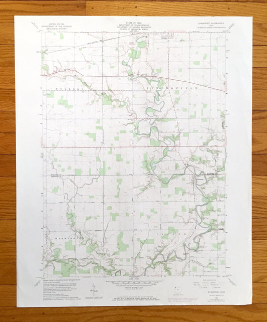 Antique Evansport, Ohio 1960 US Geological Survey Topographic Map — Williams, Defiance County, Pulaski, Springfield, Washington, Tiffin, OH