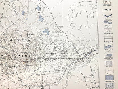 Antique Fort Benton, Montana 1898 US Geological Survey Topographic Map – Chouteau, Cascade, Fergus County, Missouri River, Highwood Tunis MT