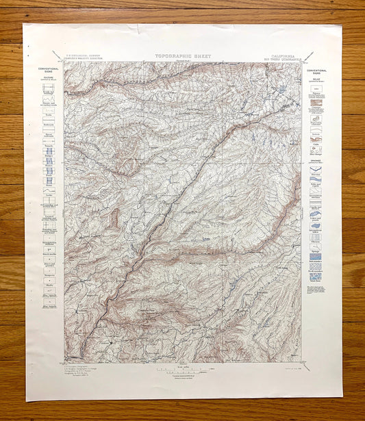 Antique Big Trees, California 1898 US Geological Survey Topographic Map – Calaveras, Tuolumne County, Stanislaus National Forest, Lake, CA