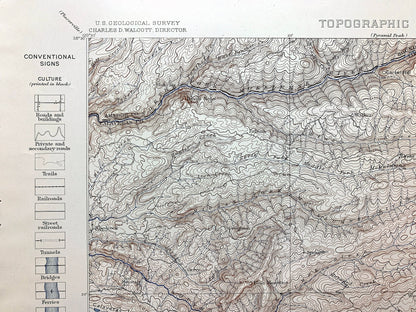 Antique Big Trees, California 1898 US Geological Survey Topographic Map – Calaveras, Tuolumne County, Stanislaus National Forest, Lake, CA