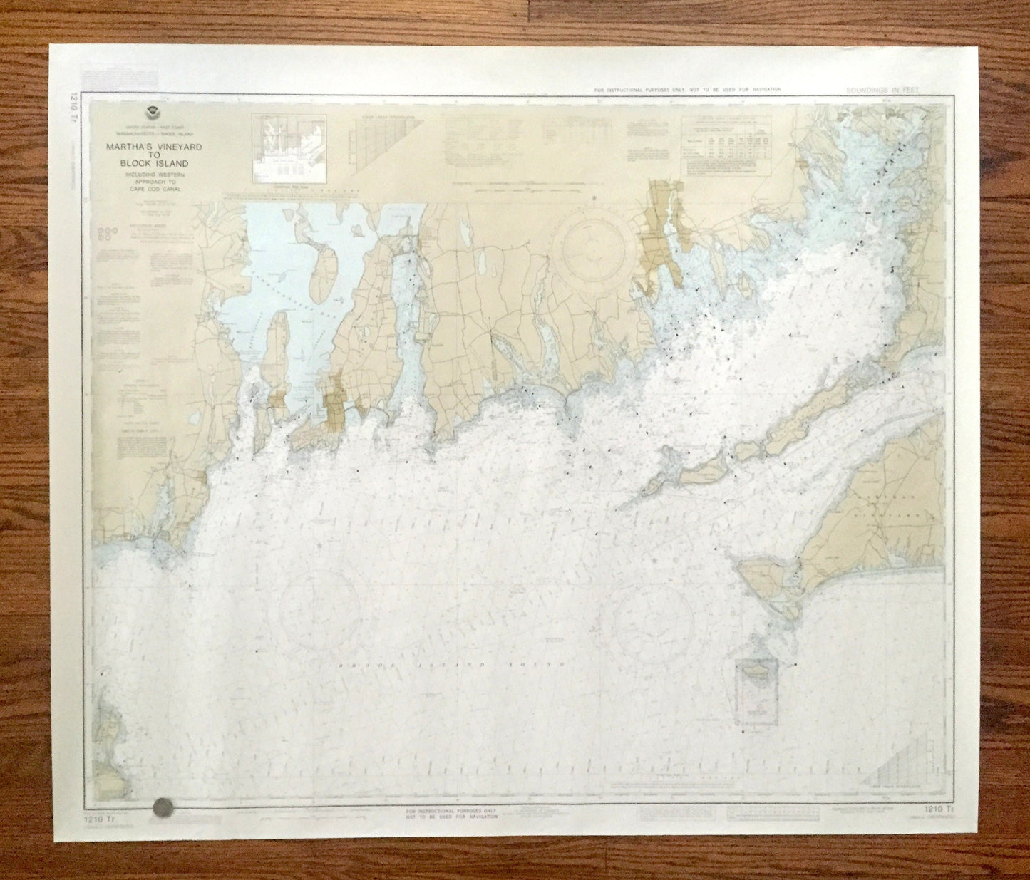Antique Marthas Vineyard to Block Island 1962 US Coast Guard Nautical Map – Massachusetts, Rhode Island, Cape Cod, Woods Hole, Newport RI MA