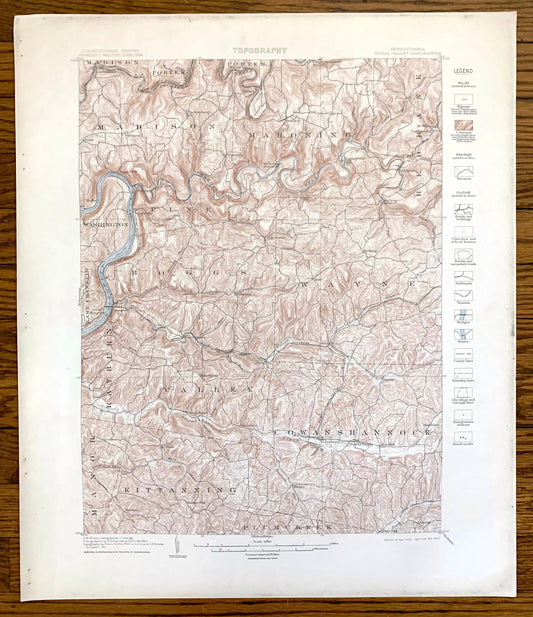 Antique Rural Valley, Pennsylvania 1903 US Geological Survey Topographic Map – Armstrong, Clarion County, Cowanshannock, Kittanning, PA