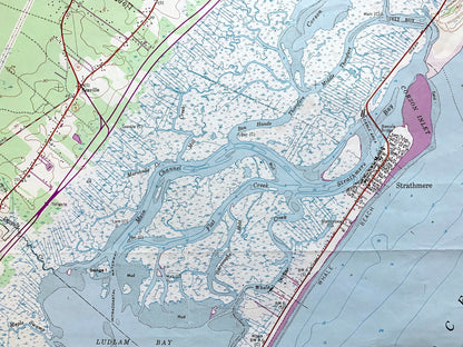 Antique Sea Isle City, New Jersey 1952 US Geological Survey Topographic Map – Cape May County, Dennis, Ocean City, Strathmere Shore Beach NJ