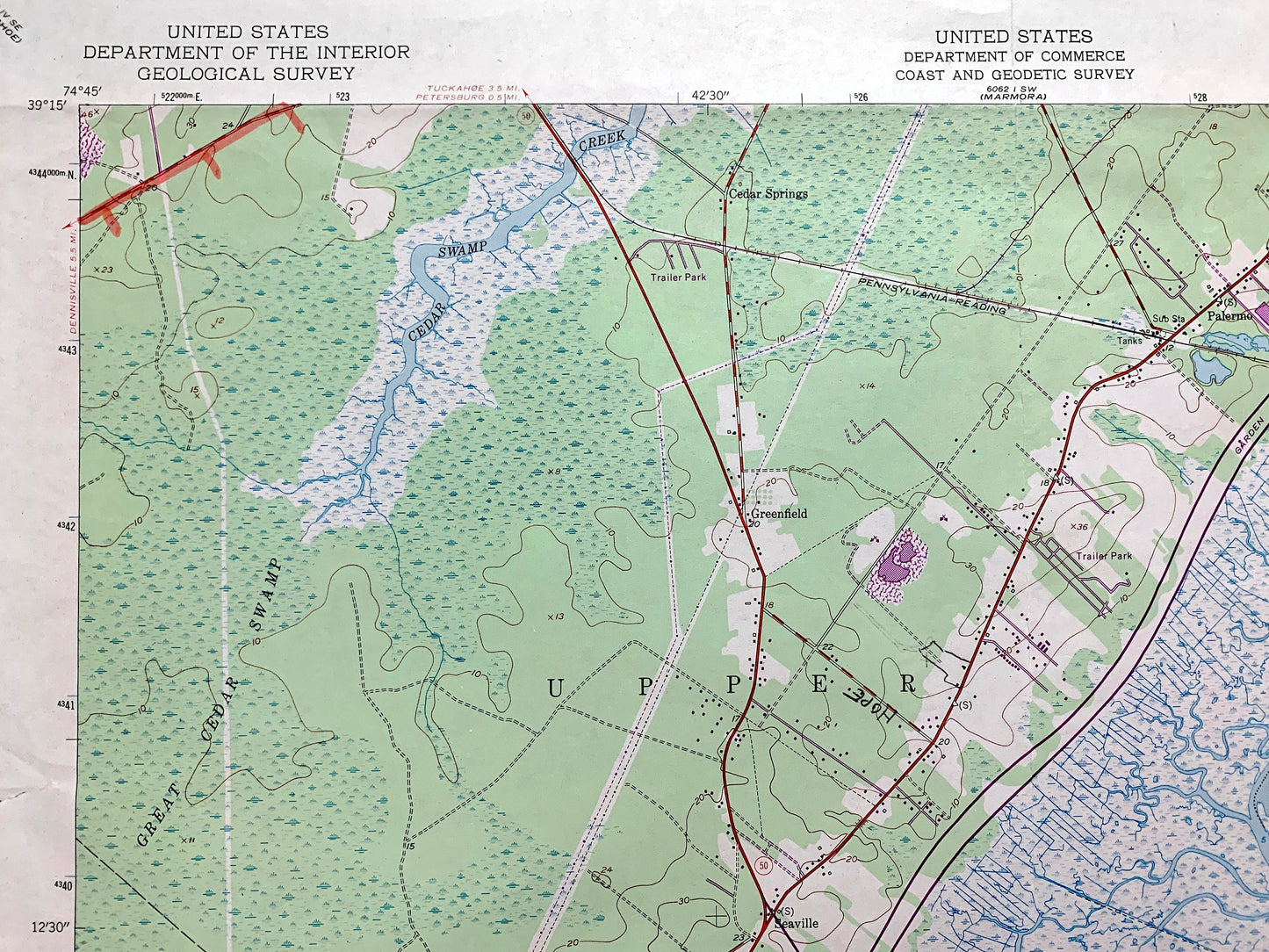 Antique Sea Isle City, New Jersey 1952 US Geological Survey Topographic Map – Cape May County, Dennis, Ocean City, Strathmere Shore Beach NJ