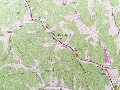 Antique Glover Gap, West Virginia 1960 US Geological Survey Topographic Map – Marion, Wetzel County, Church, Mannington, Grant, Brink, WV