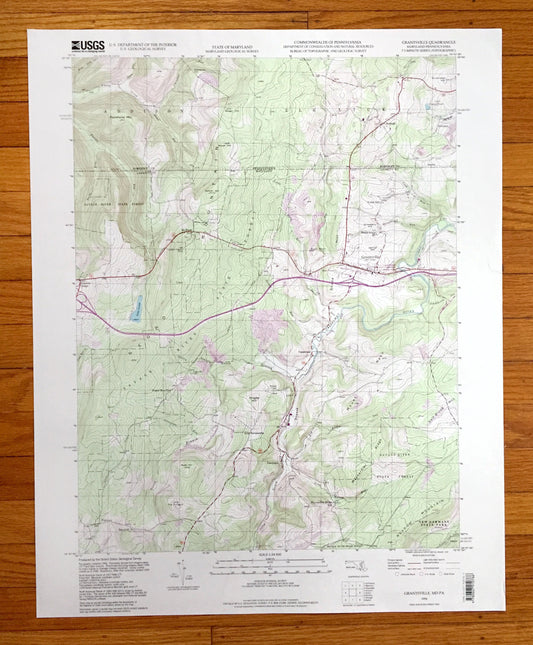 Antique Grantsville, Maryland 1994 US Geological Survey Topographic Map – Garrett County, MD, Somerset County, Addison, Elk Lick, PA