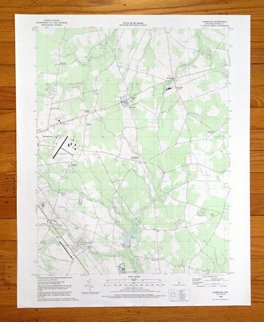 Antique Harbeson, Delaware 1992 US Geological Survey Topographic Map – Sussex County, Georgetown, Gravel Hill, Zohar, Mount Joy, Stockley DE