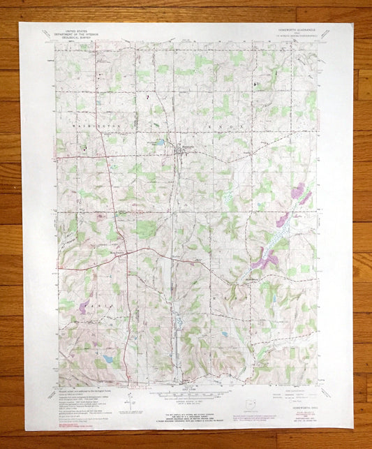 Antique Homeworth, Ohio 1960 US Geological Survey Topographic Map — Stark, Columbiana County, Washington, Knox, Paris, Chambersburg, OH