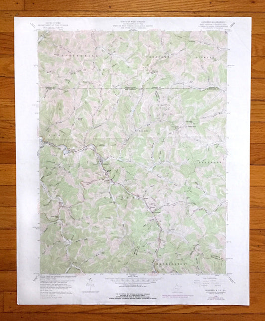 Antique Hundred, West Virginia 1958 US Geological Survey Topographic Map – Wetzel, Marion, Monongalia County, Clay, WV, Greene County, PA
