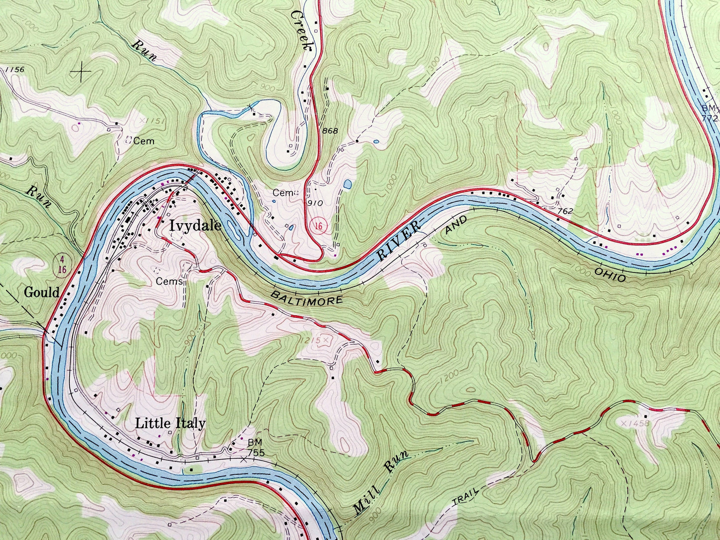 Antique Ivydale, West Virginia 1966 US Geological Survey Topographic Map – Calhoun, Clay, Roane County, Geary, Otter, Henry, Washington WV