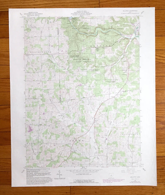 Antique Jelloway, Ohio 1961 US Geological Survey Topographic Map — Knox, Richland, Ashland County, Worthington, Hanover, Pike, Brown, OH