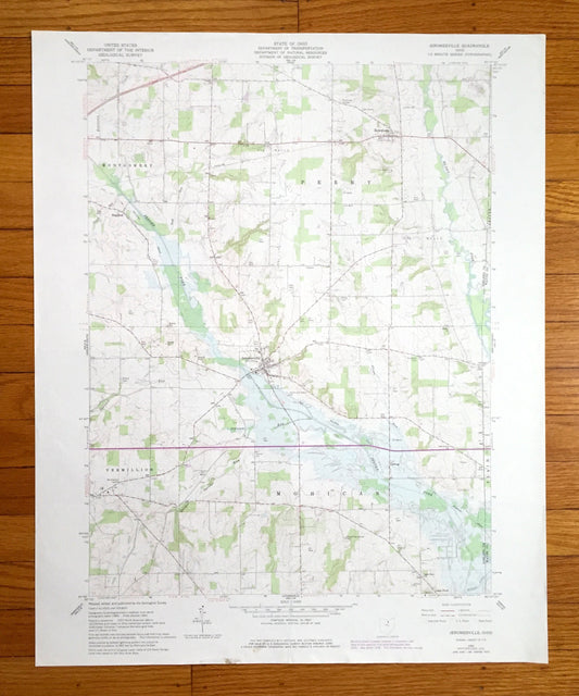 Antique Jeromesville, Ohio 1961 US Geological Survey Topographic Map — Ashland, Wayne County, Montgomery, Vermillion, Mohican, Chester, OH