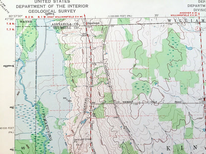 Antique Kinsman, Ohio 1961 US Geological Survey Topographic Map — Ashtabula, Trumbull County, Gustavus, OH, Mercer, Crawford County, PA