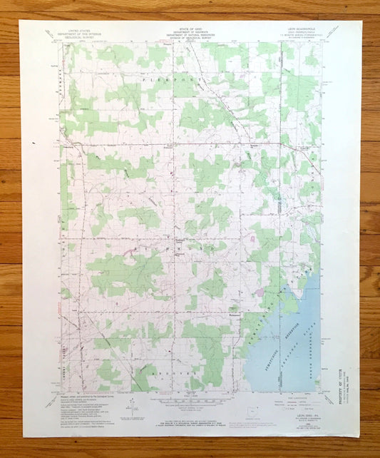 Antique Leon, Ohio 1959 US Geological Survey Topographic Map — Ashtabula County, Pierpont, Denmark, Dorset, OH, Crawford County, Conneaut PA