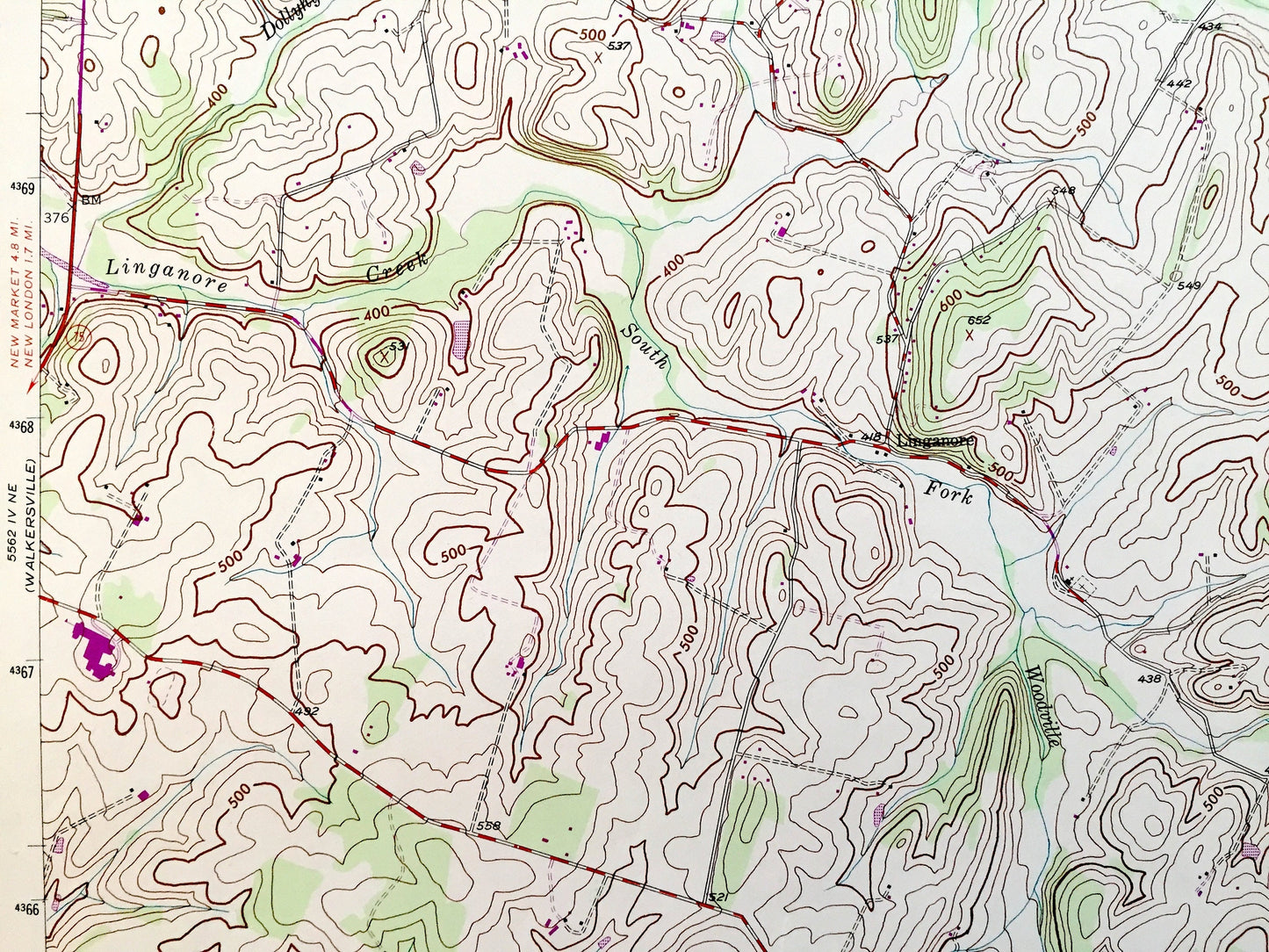 Antique Libertytown, Maryland 1944 US Geological Survey Topographic Map – Frederick, Carroll County, Oldfield, Unionville, Linganore, MD
