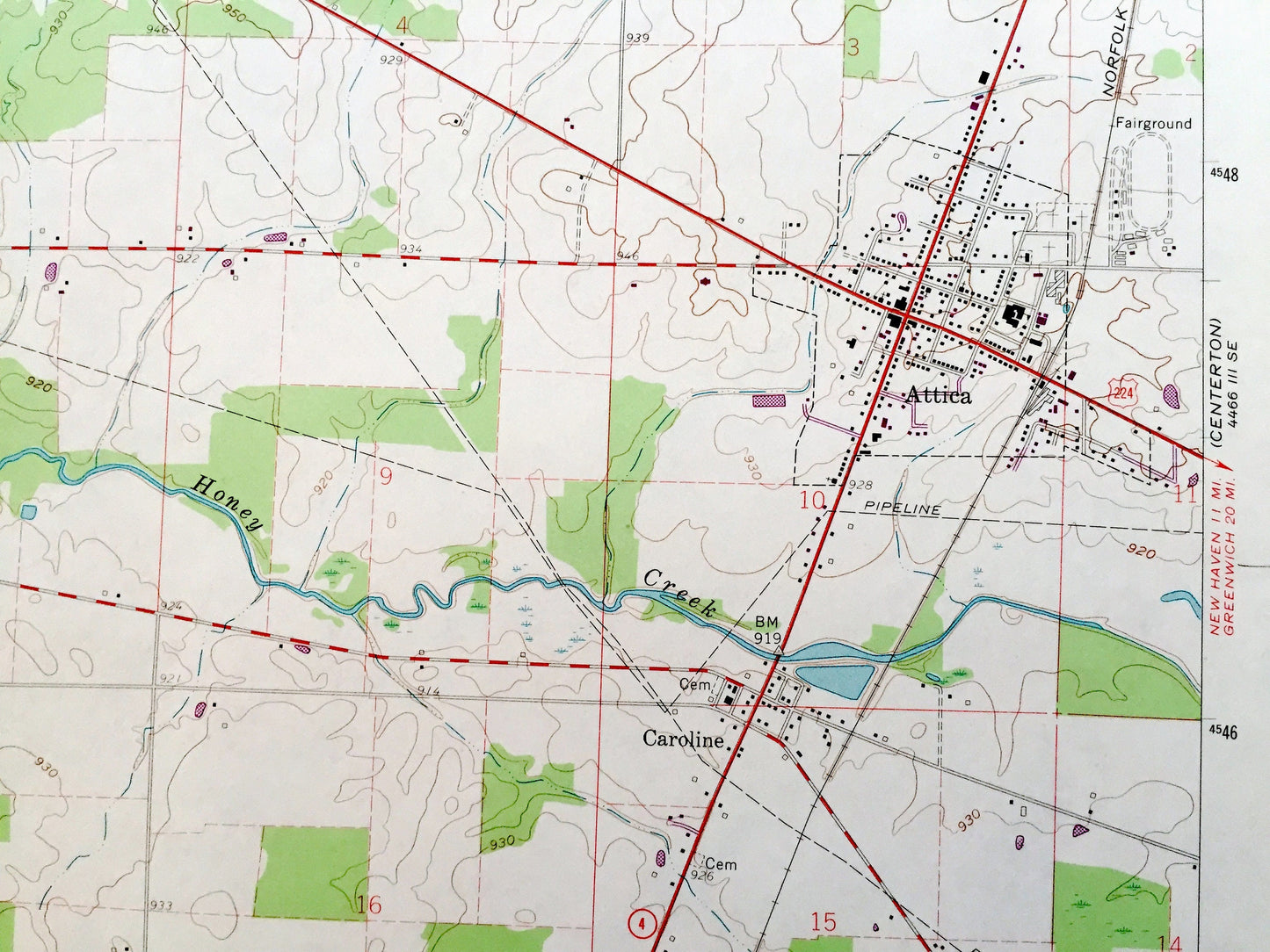 Antique Attica, Ohio 1960 US Geological Survey Topographic Map – Seneca County, Scipio, Reed, Bloom, Venice, Siam, Caroline, St Stephens, OH