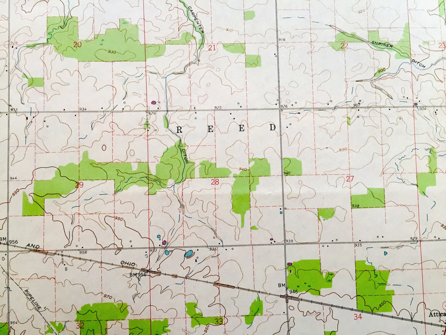 Antique Attica, Ohio 1960 US Geological Survey Topographic Map – Seneca County, Scipio, Reed, Bloom, Venice, Siam, Caroline, St Stephens, OH