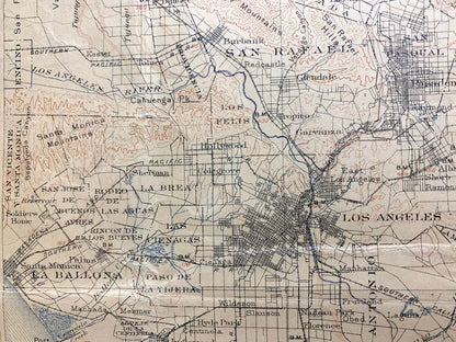 Antique Southern California 1901 US Geological Survey Topographic Map – Hollywood, Long Beach Newport San Bernardino Beverly Hills Mohave CA