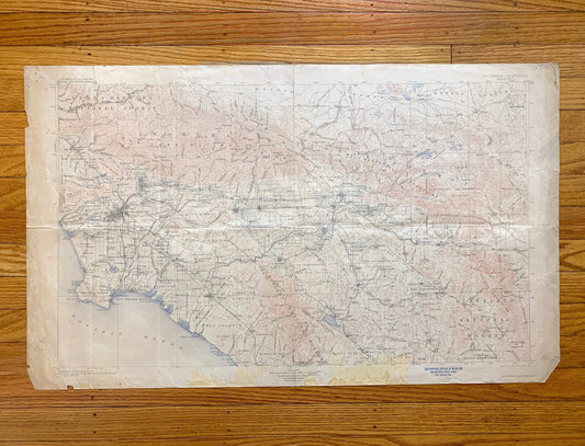 Antique Southern California 1901 US Geological Survey Topographic Map – Hollywood, Long Beach Newport San Bernardino Beverly Hills Mohave CA