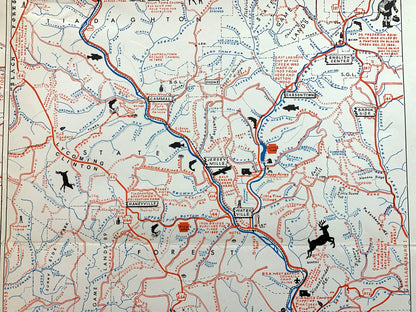 Antique 1950's Pennsylvania Map "Grand Canyon of Pennsylvania" by Samuel A. King – Tioga, Lycoming, Clinton County, Sproul State Forest, PA