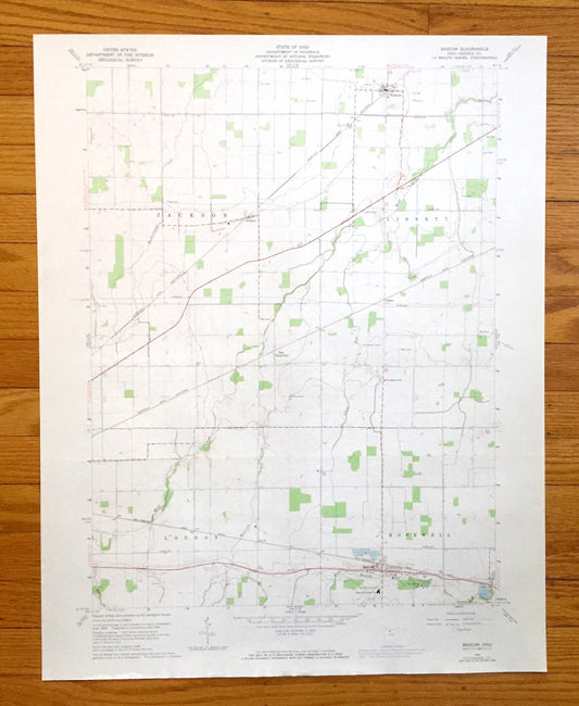 Antique Bascom, Ohio 1960 US Geological Survey Topographic Map — Seneca County, Jackson, Liberty, Loudon, Hopewell, Kansas, Amsden, Iler, OH