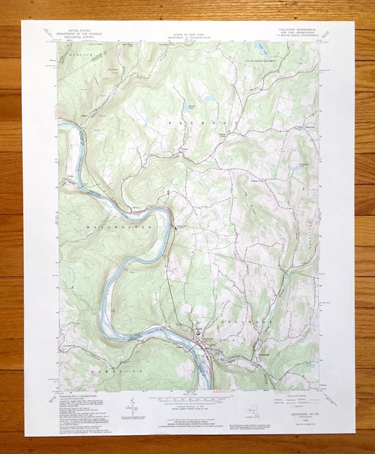 Antique Callicoon, New York 1992 US Geological Survey Topographic Map – Delaware, Sullivan County, Fremont, NY, Wayne County, Manchester, PA