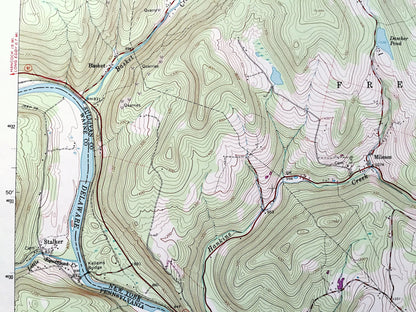 Antique Callicoon, New York 1992 US Geological Survey Topographic Map – Delaware, Sullivan County, Fremont, NY, Wayne County, Manchester, PA