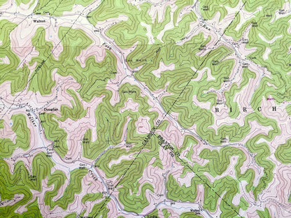 Antique Chloe, West Virginia 1966 US Geological Survey Topographic Map — Calhoun, Braxton, Clay, Roane County, Washington, Birch, Geary, WV
