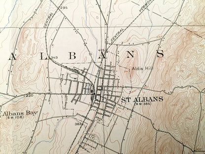 Antique St Albans, Vermont 1916 US Geological Survey Topographic Map – Lake Champlain, Swanton, North Hero, Highgate, Alburg, Sheldon, VT