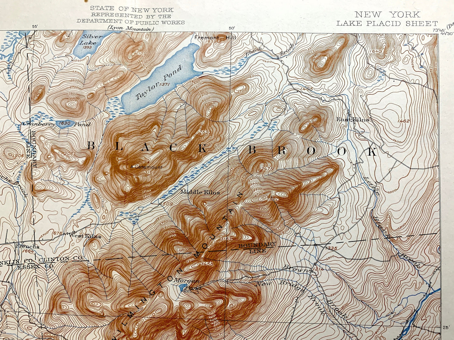 Antique Lake Placid, New York 1898 US Geological Survey Topographic Map – Adirondacks, St Armand, Wilmington, Keene Jay Elba Essex County NY