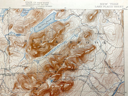 Antique Lake Placid, New York 1898 US Geological Survey Topographic Map – Adirondacks, St Armand, Wilmington, Keene Jay Elba Essex County NY