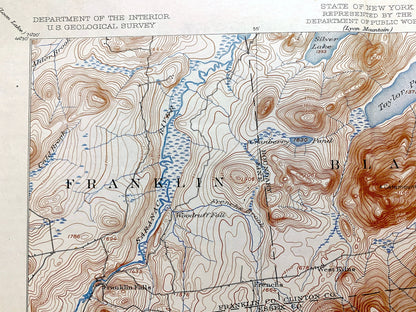 Antique Lake Placid, New York 1898 US Geological Survey Topographic Map – Adirondacks, St Armand, Wilmington, Keene Jay Elba Essex County NY