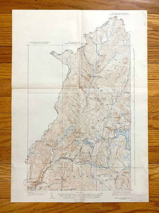 Antique Pittsburg, New Hampshire 1927 US Geological Survey Topographic Map – Clarksville, Happy Corner, Indian Stream, Connecticut Lake, NH