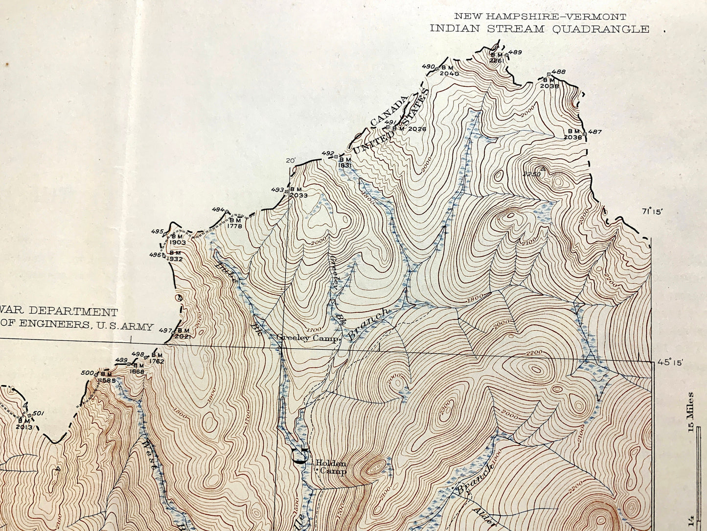 Antique Pittsburg, New Hampshire 1927 US Geological Survey Topographic Map – Clarksville, Happy Corner, Indian Stream, Connecticut Lake, NH