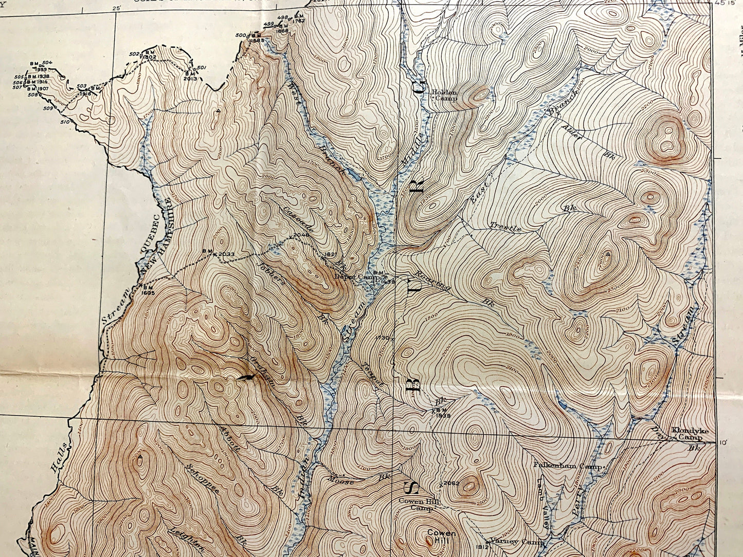 Antique Pittsburg, New Hampshire 1927 US Geological Survey Topographic Map – Clarksville, Happy Corner, Indian Stream, Connecticut Lake, NH