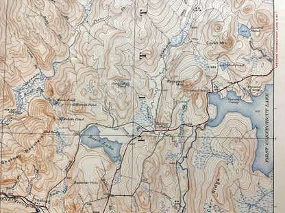 Antique Pittsburg, New Hampshire 1927 US Geological Survey Topographic Map – Clarksville, Happy Corner, Indian Stream, Connecticut Lake, NH