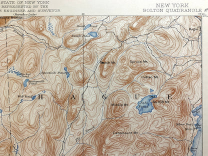Antique Bolton Landing, New York 1900 US Geological Survey Topographic Map – Adirondacks, Lake George, Silver Bay, Horicon, Hague Schroon NY