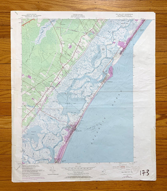 Antique Sea Isle City, New Jersey 1952 US Geological Survey Topographic Map – Cape May County, Dennis, Ocean City, Strathmere Shore Beach NJ